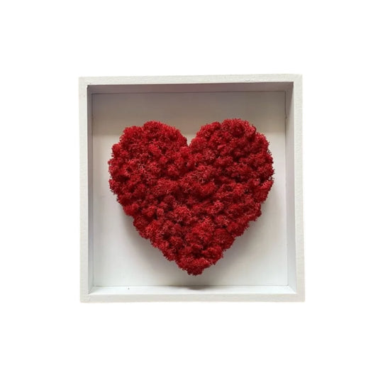 Red Heart I - Quadro con cuore in lichene